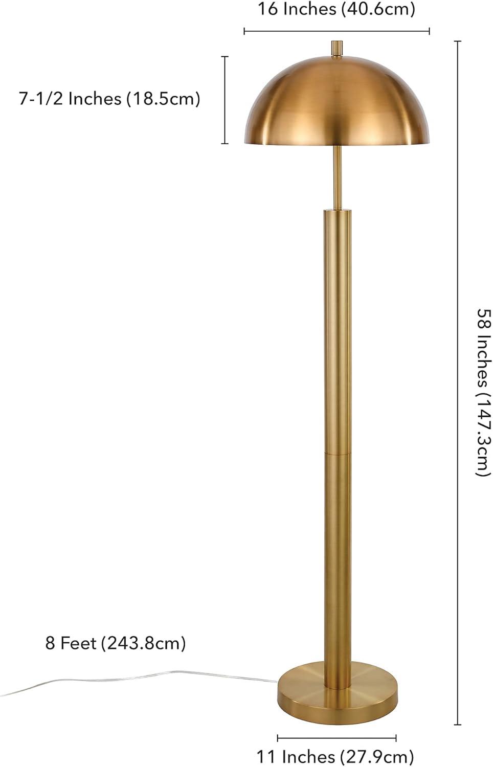 York 58" Brass Mid-Century Modern Adjustable Floor Lamp