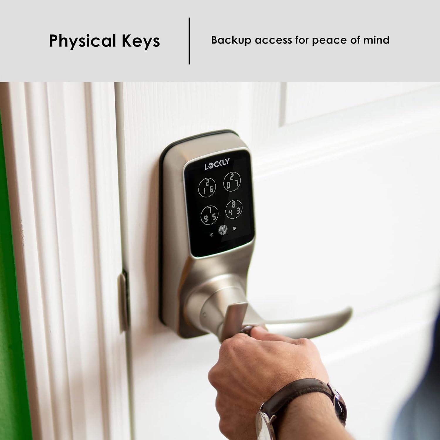 Lockly Smart Lock Model 6S, Bluetooth Smart Door Lock, Keyless Entry Door Lock, Touchscreen Keypad, App Control, eKeys and Offline Access Code, Auto Lock - Satin Nickel