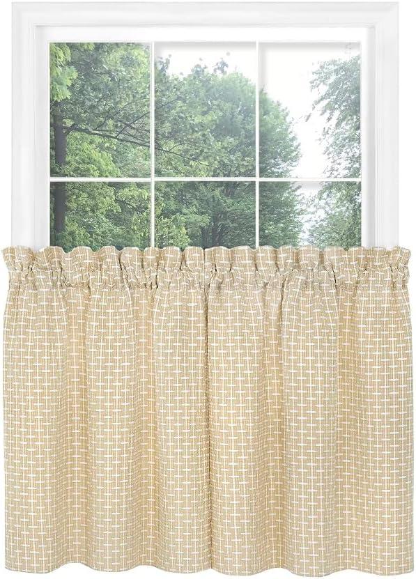 Tan Light Filtering Sill Length Rod Pocket Tier Curtains