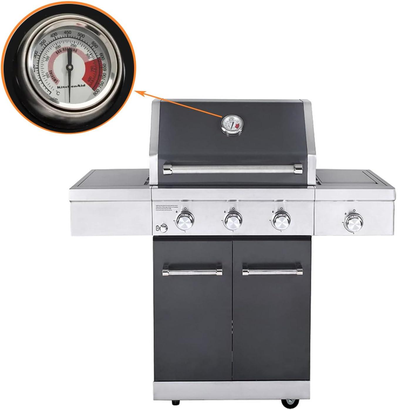 BBQ Grill Thermometer Heat Indicator Replacement Parts for Kitchenaid 720-0787D, 720-0819, 720-0745, 720-0733A, 720-0745B, 720-0826 - Compatible Barbeque Temperature Gauge Thermostat