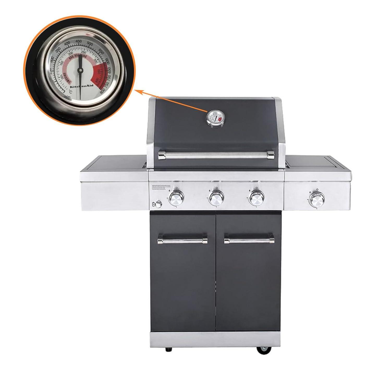 BBQ Grill Thermometer Heat Indicator Replacement Parts for Kitchenaid 720-0787D, 720-0819, 720-0745, 720-0733A, 720-0745B, 720-0826 - Compatible Barbeque Temperature Gauge Thermostat