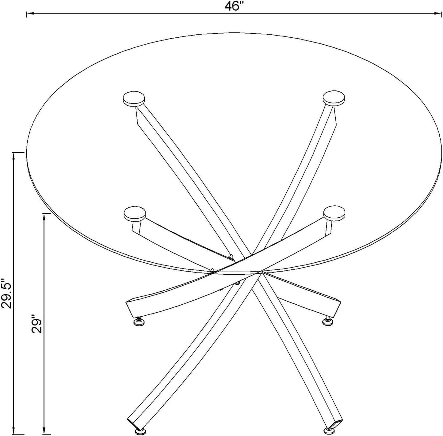 Beckham 46'' Brass Finish Round Glass Dining Table