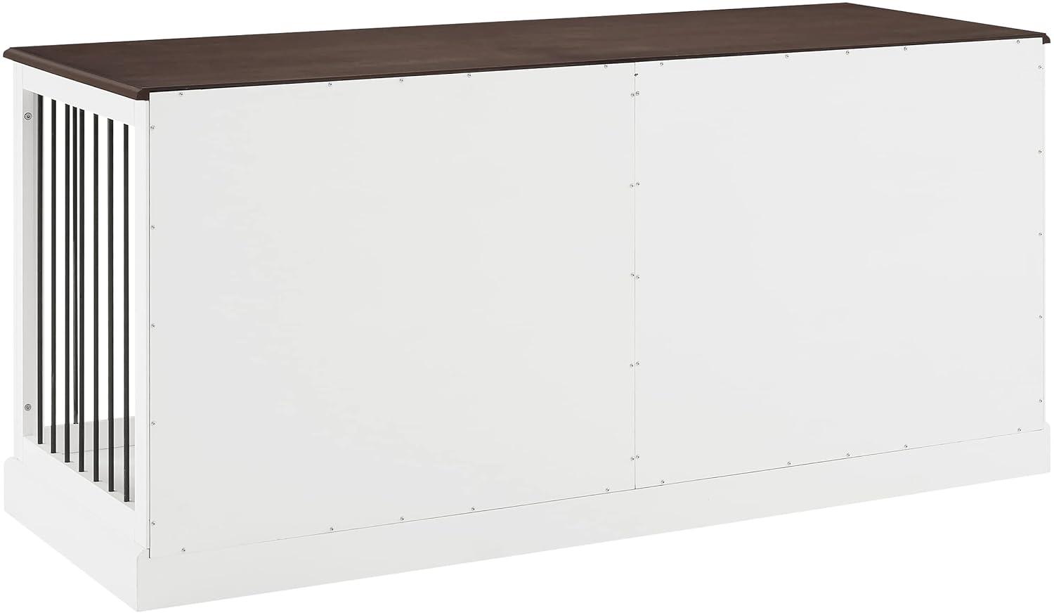 Crosley Winslow Credenza Pet Crate-Color:White/Dark Brown,Size:Medium