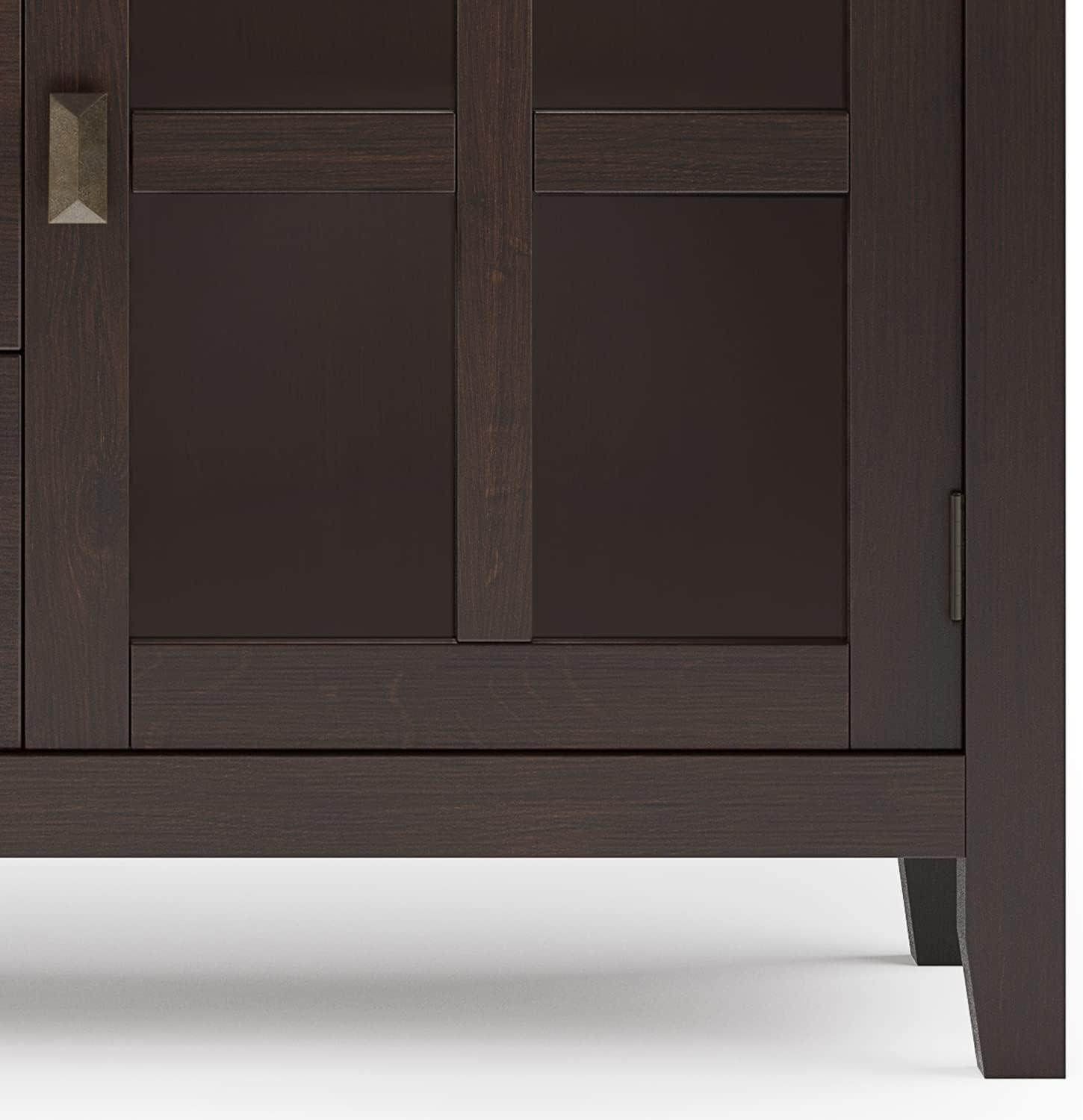 Simpli Home Artisan Solid Wood Large Sideboard Buffet In Dark Chestnut Brown