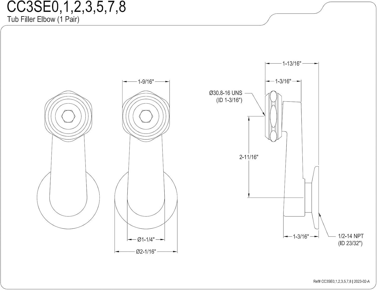 Kingston Brass Vintage Swivel Elbows for Wall Mount Tub Faucet