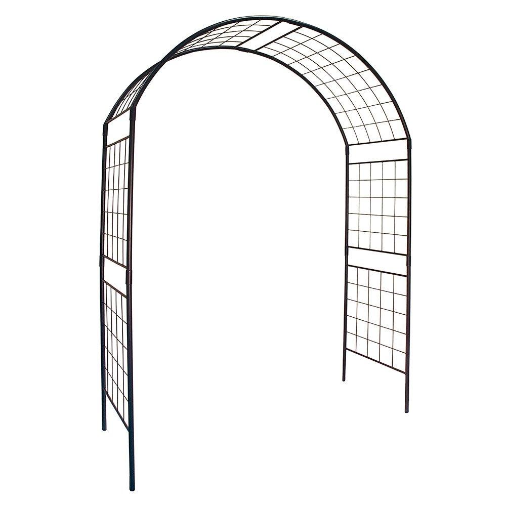 Achla Designs Elegant Handcrafted Monet II Wrought Iron Garden Arbor, 114.5 Inch Tall, Graphite Powder Coated Finish