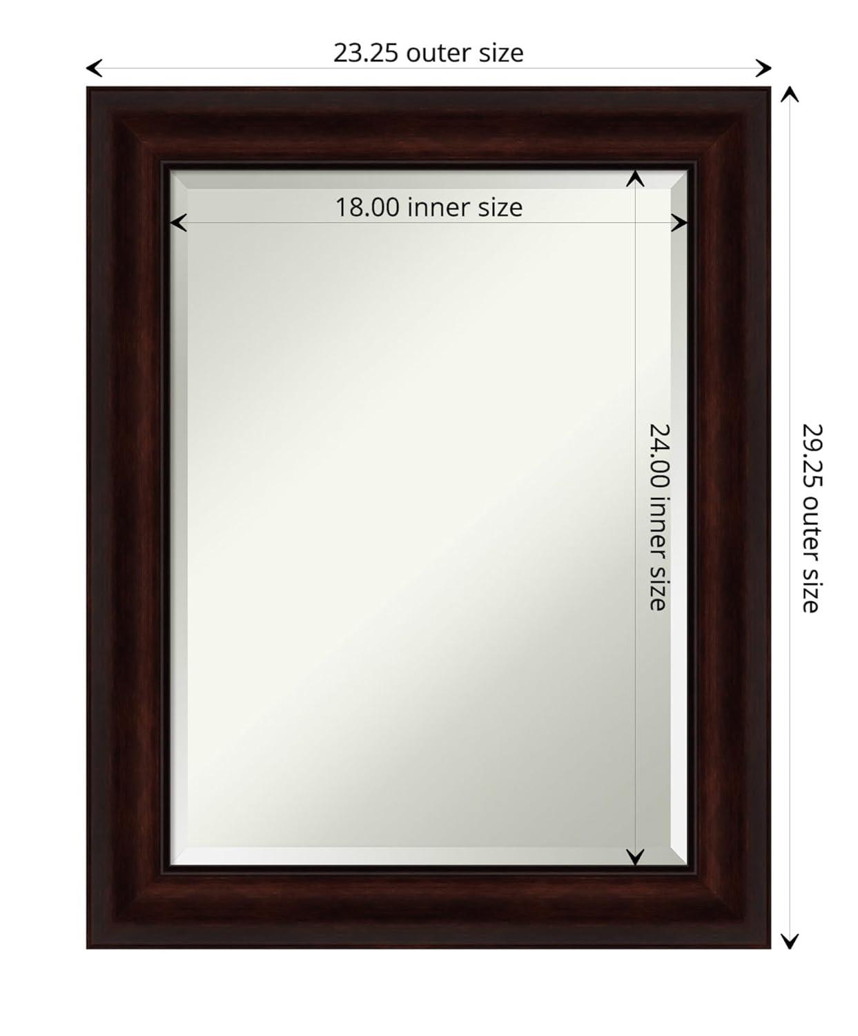 Amanti Art Beveled Bathroom Wall Mirror - Coffee Bean Brown Frame - Coffee Bean Brown Outer Size: 23 x 29 in