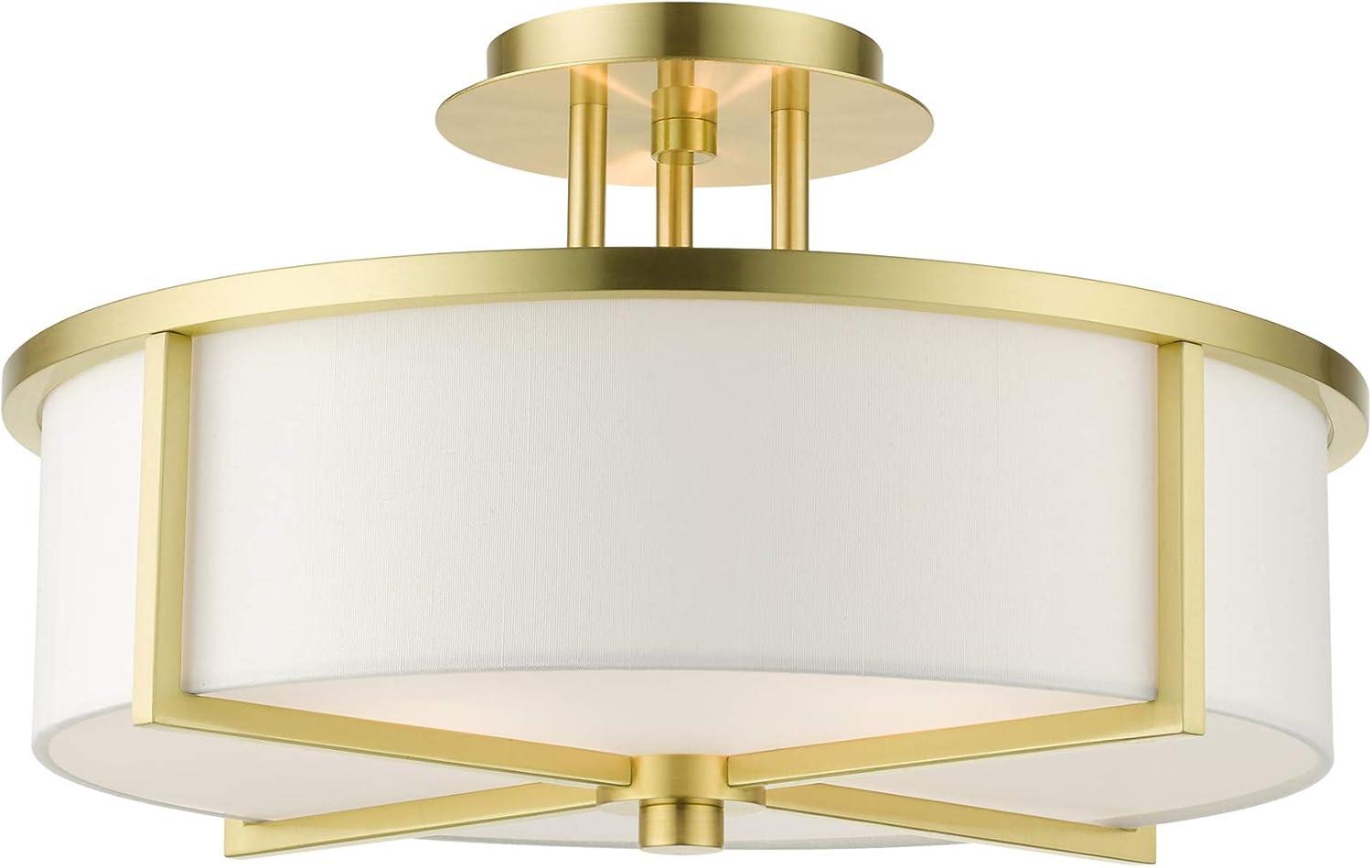 Livex Lighting Wesley 3 - Light Semi-Flush Mount in  Satin Brass