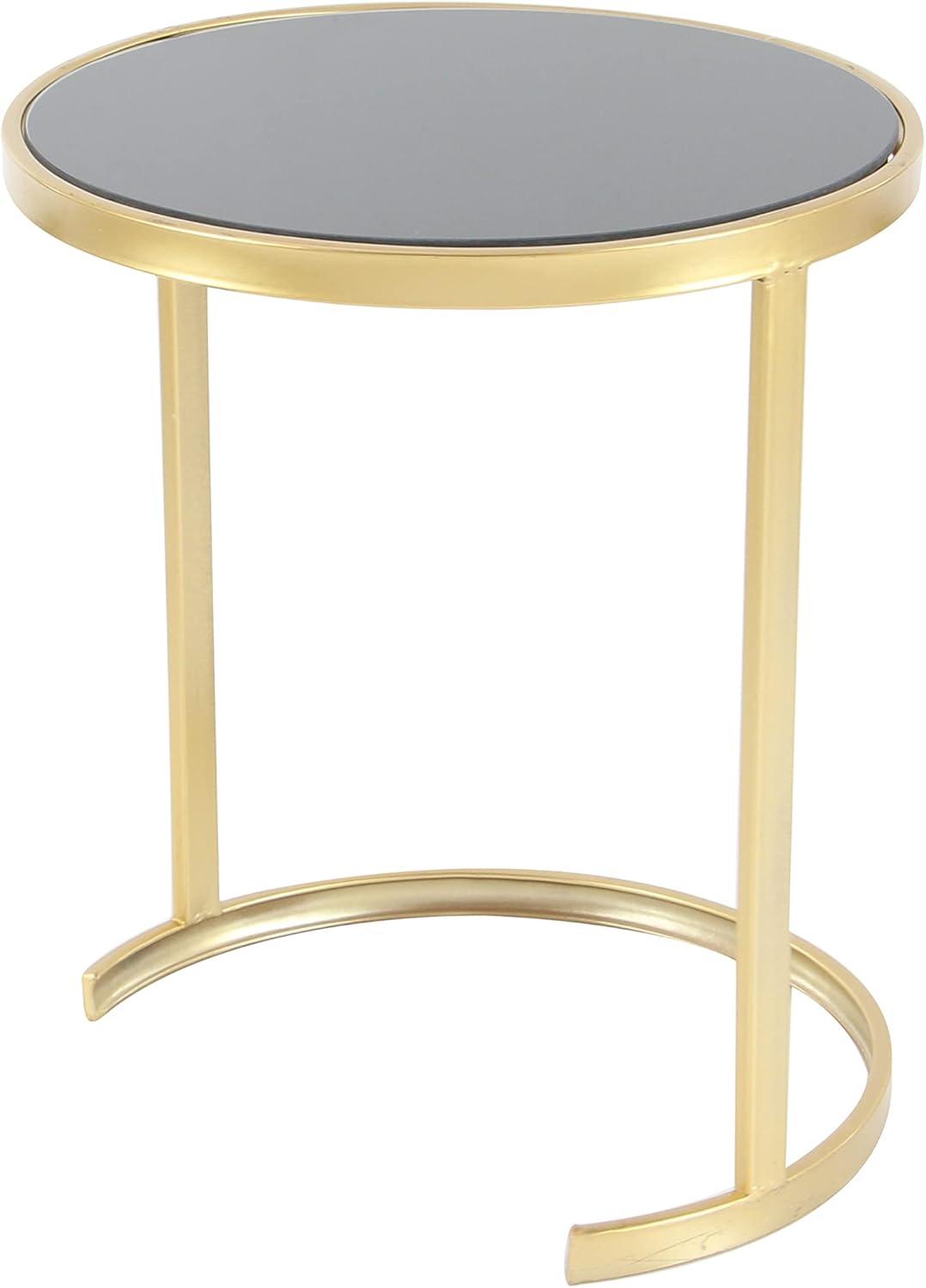 Elegant Gold Metal and Mirrored Glass Round Nesting Tables, Set of 3