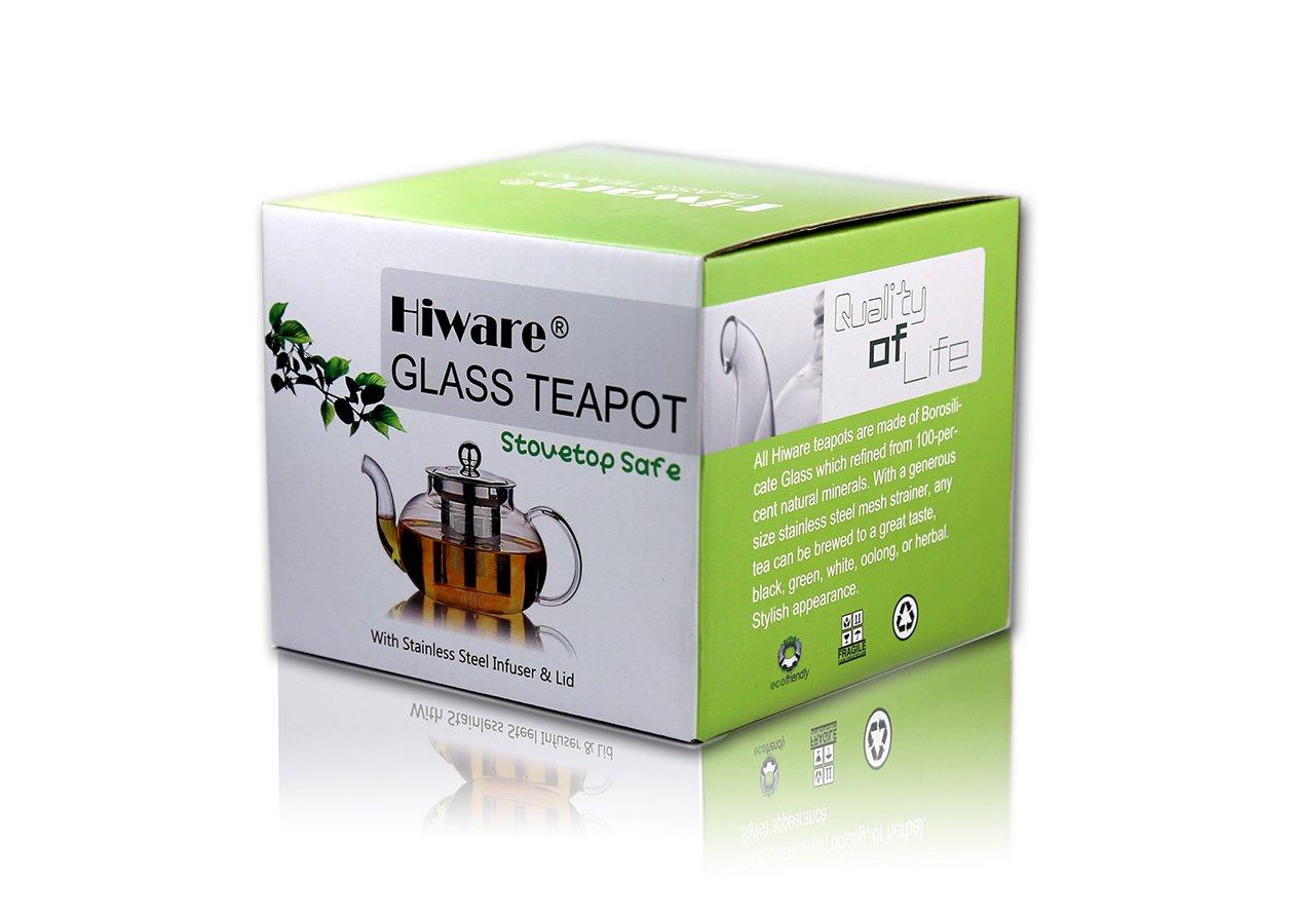 Hiware Glass Teapot with Removable Stainless Steel Lid & Infuser, 33 Ounce Teapot Stove Top Safe for Blooming & Loose Leaf