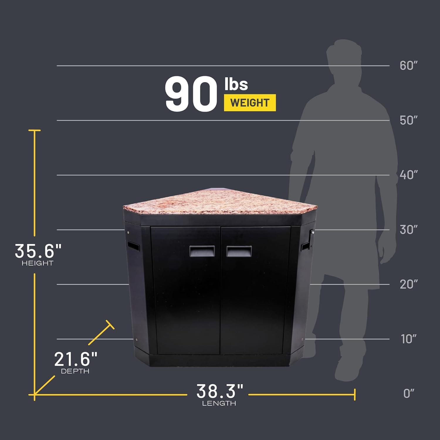 Charbroil Medallion Series Modular Outdoor Kitchen Corner Component with Storage, Black