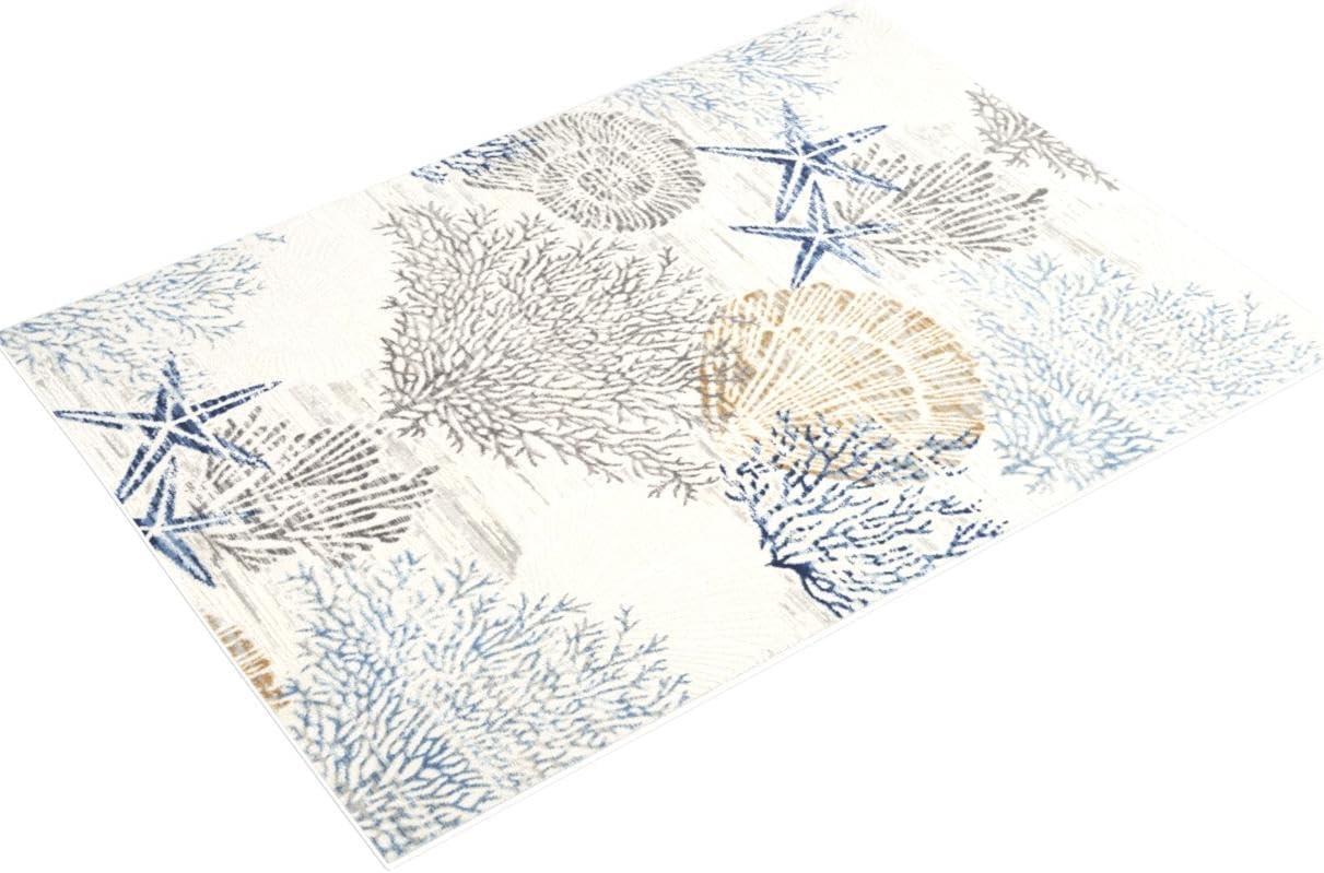 Nourison Pompeii 5'3" x 7'3" Ivory Grey Blue Nautical Indoor Rug