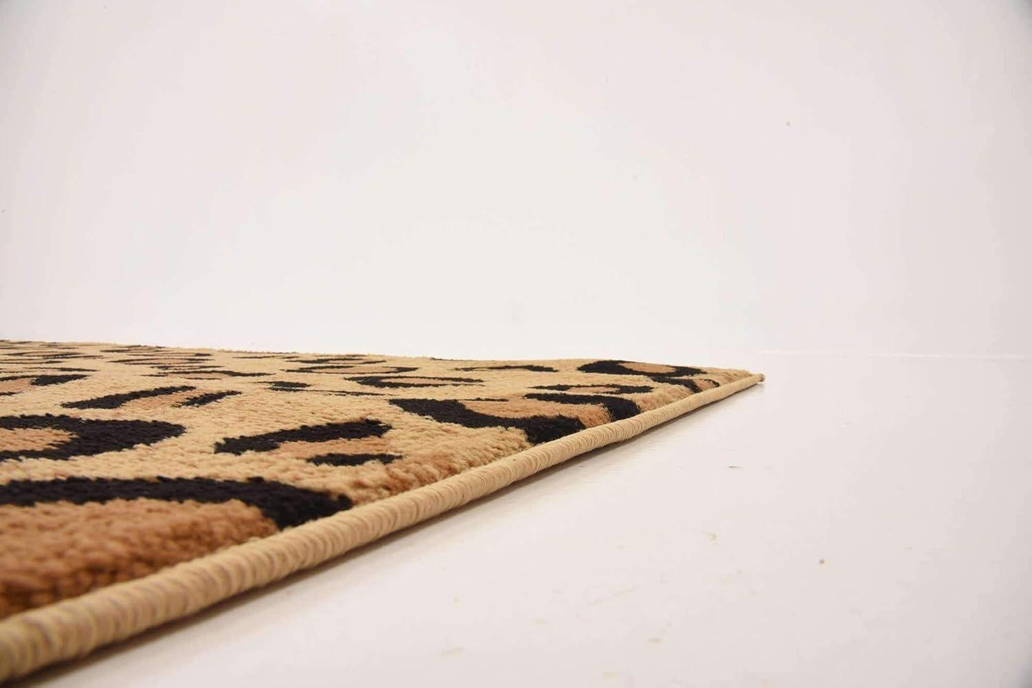Unique Loom Wildlife Collection Area Rug - Leopard (7' 10" Square Light Brown/Black)