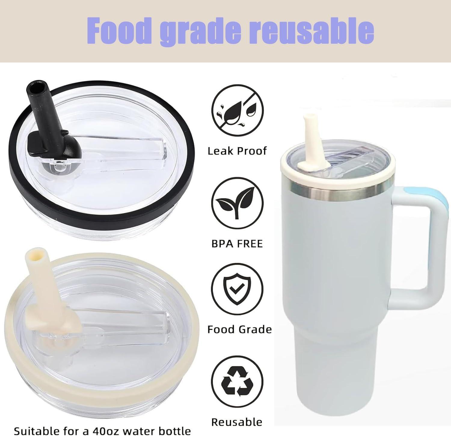 ANTAND 2 Pack 40 Oz Tumbler Flip Straw Lid Replacement Fit For Stanley Quencher, Leak Proof For Stanley Lid Replacement Spill Proof Reusable Tumbler Cover Compatible With 40oz Stanley Cup (Set of 2)