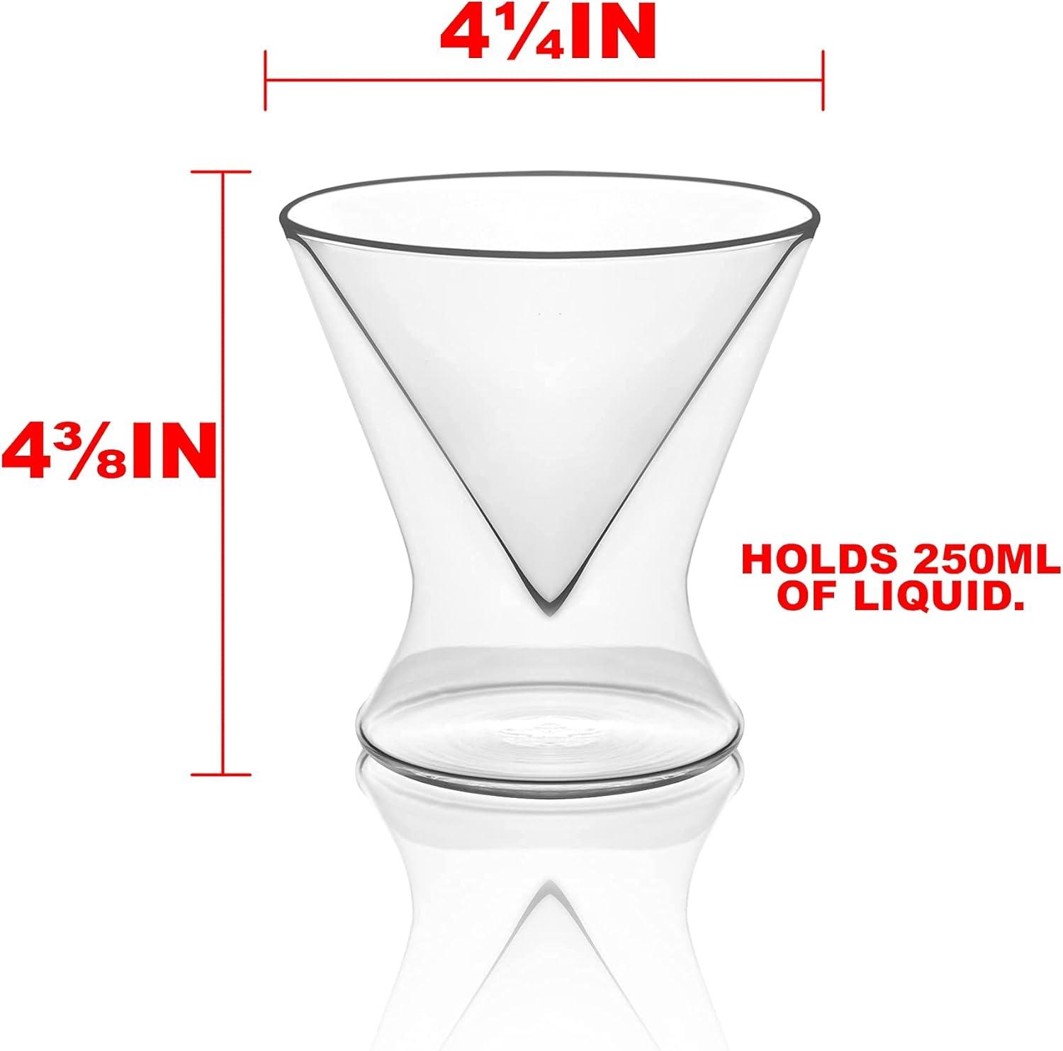 Double-Walled Stemless Martini Glasses 8oz (Set of 4)