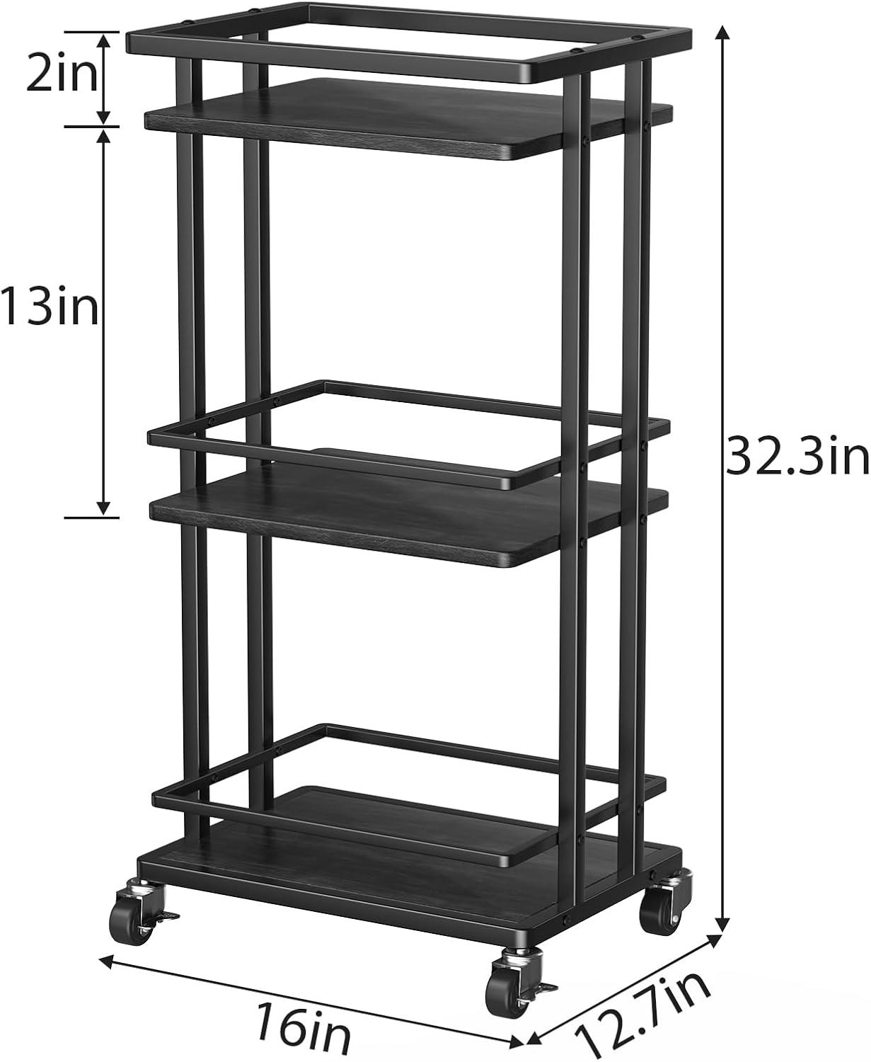 3 Tier Rolling Bar Cart Trolley Serving Cart Liquor Wine Beverage Storage Rack