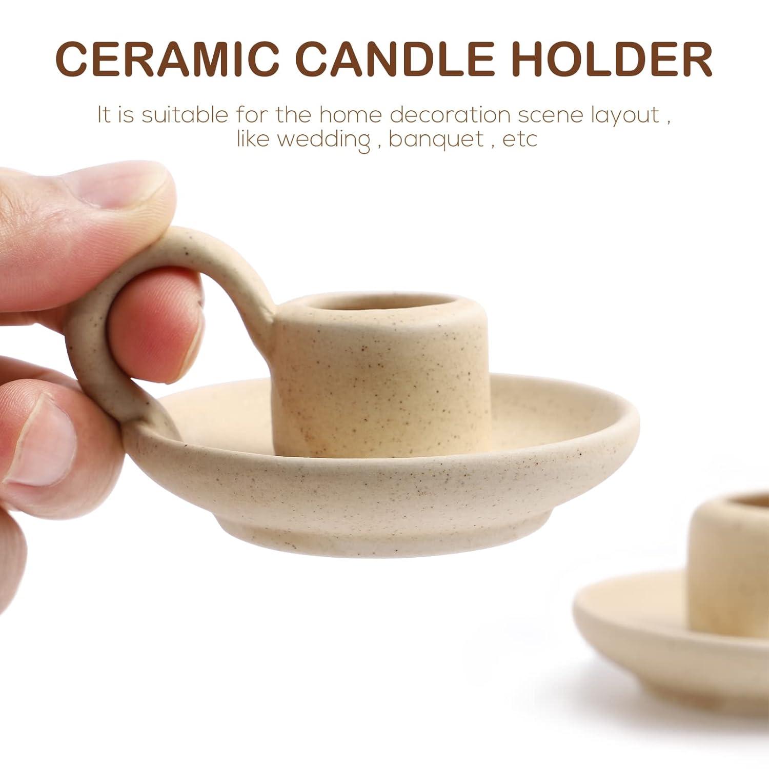 2Pcs Ceramic Candlestick Nordic Style Candleholder Desktop Candle Stand