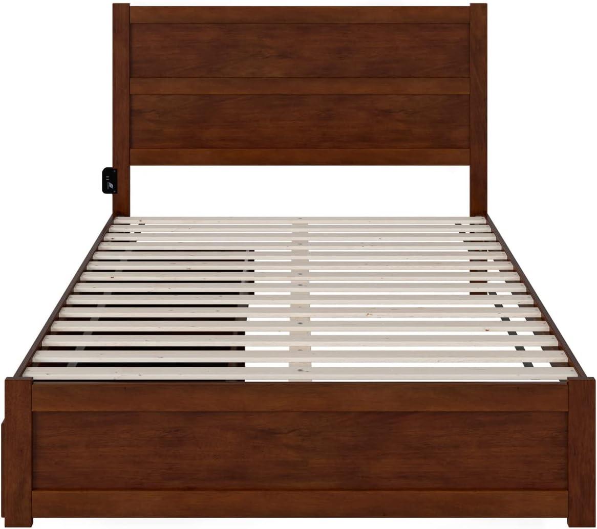 AFI NoHo Wood Queen Bed with Footboard and 2 Drawers in Walnut