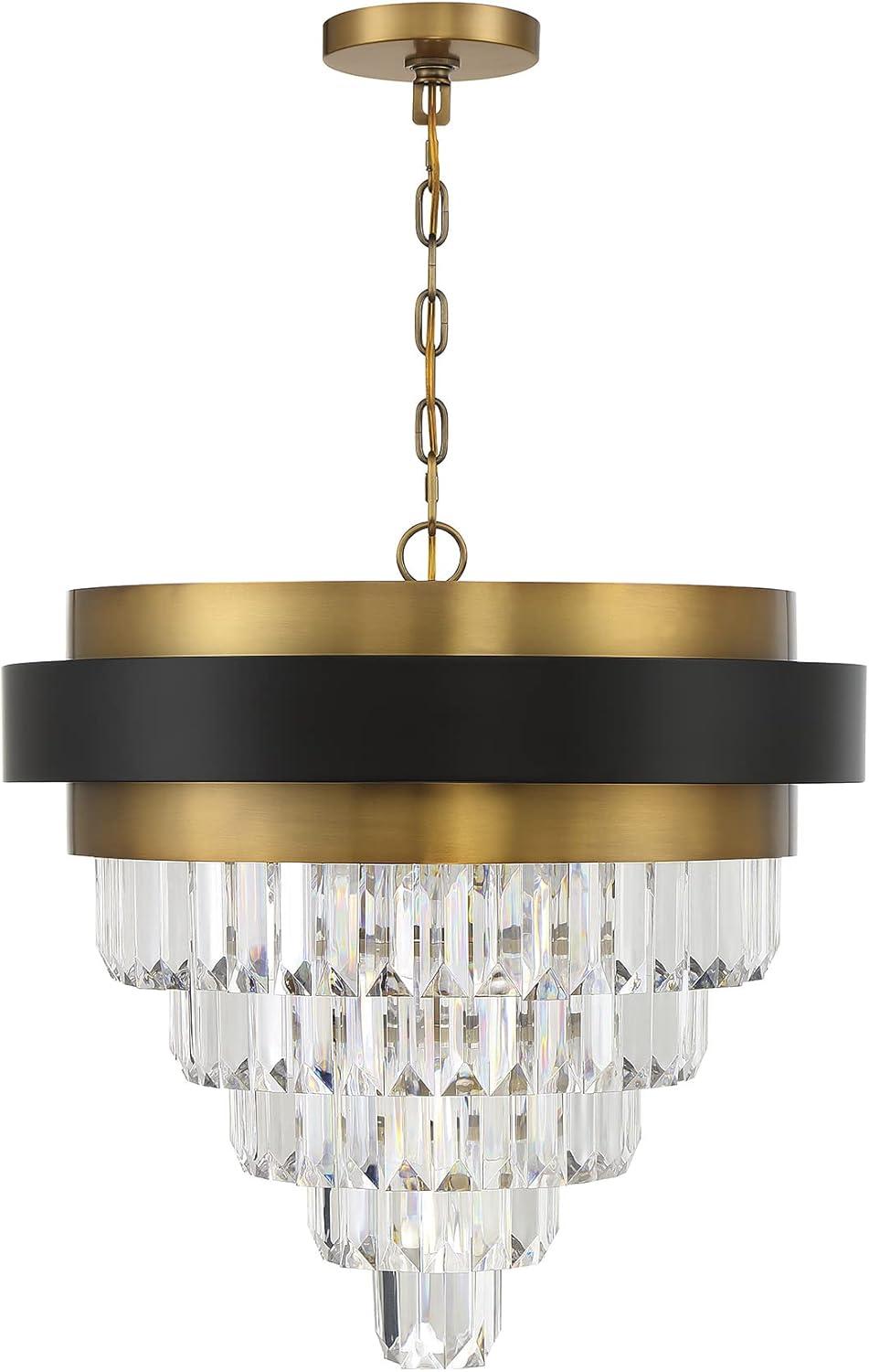 Marquise 4-Light Chandelier in Matte Black with Warm Brass Accents