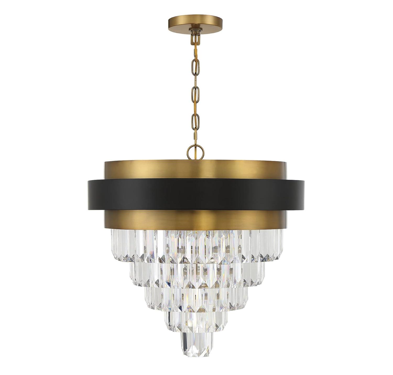Marquise 4-Light Chandelier in Matte Black with Warm Brass Accents