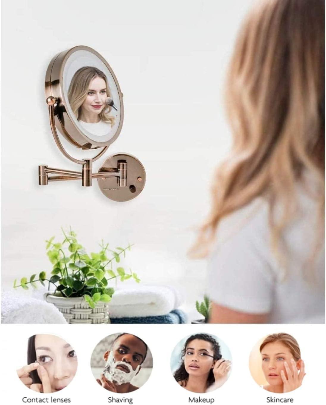 Ovente Wall Mounted Vanity Makeup Mirror 8.5 Inch with 7X Magnification and Natural LED Lights, Double-Sided with Hardwired Electrical Connection
