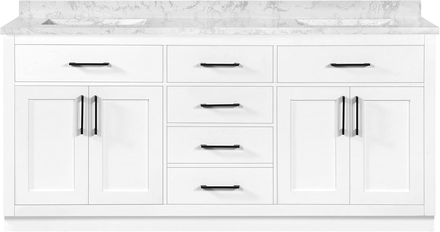 Ove Decors Athea 72 W x 22" D Freestanding Bathroom Vanity with Double Sink, Pure White