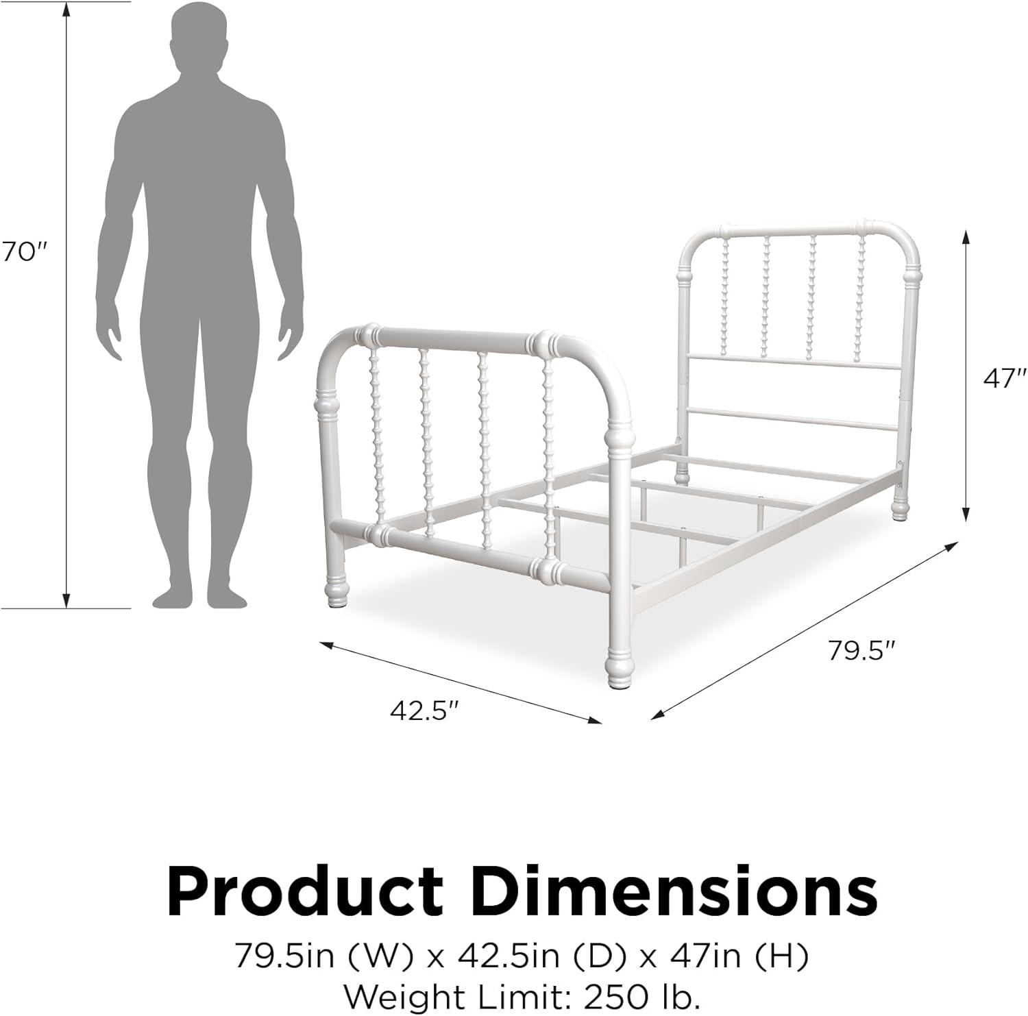 DHP Jenny Lind Metal Bed, White, Twin