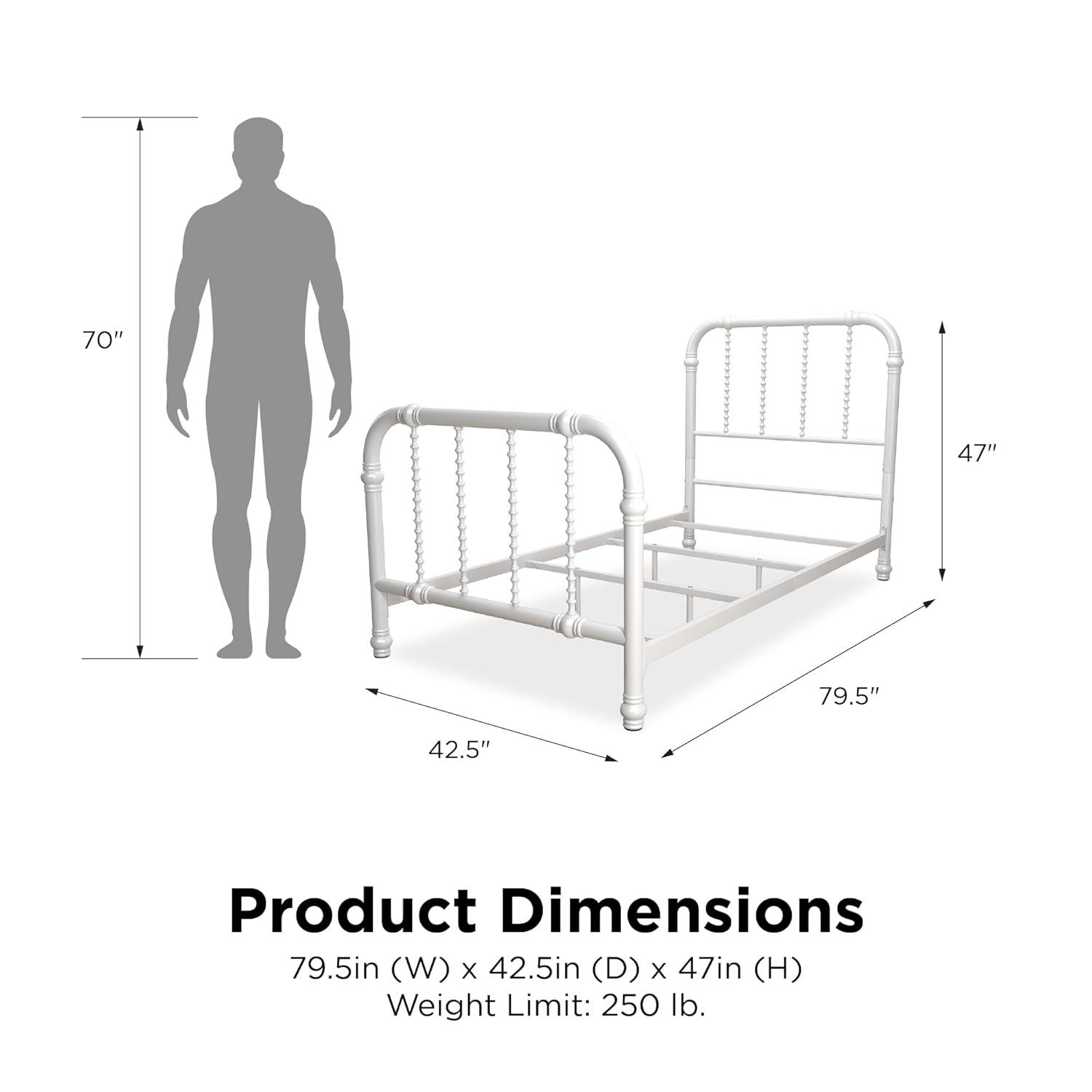 DHP Jenny Lind Metal Bed, White, Twin