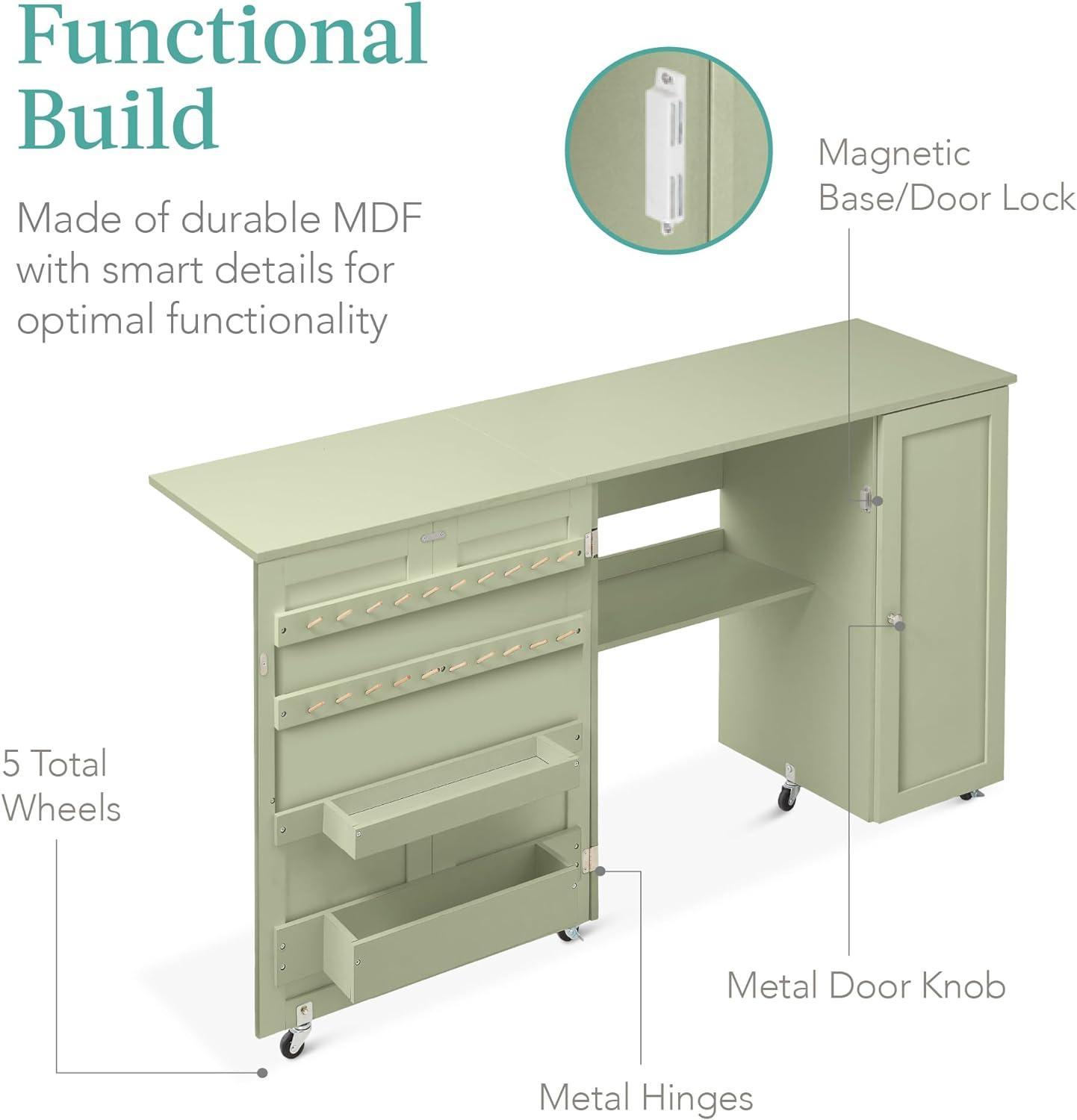 Best Choice Products Large Portable Multipurpose Folding Sewing Table w/ Magnetic Doors, Craft Storage