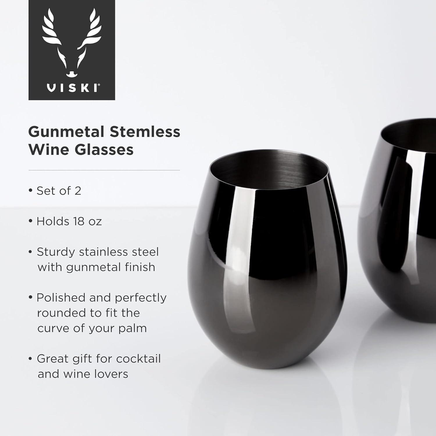 Warren Stainless Steel Stemless Wine Glasses in Gunmetal