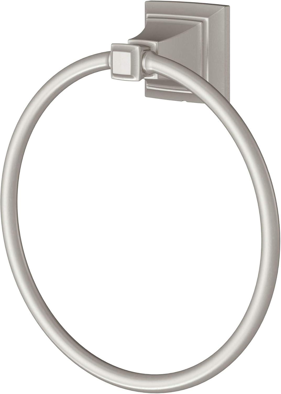 Brushed Nickel Wall Mounted Towel Ring with Architectural Detailing