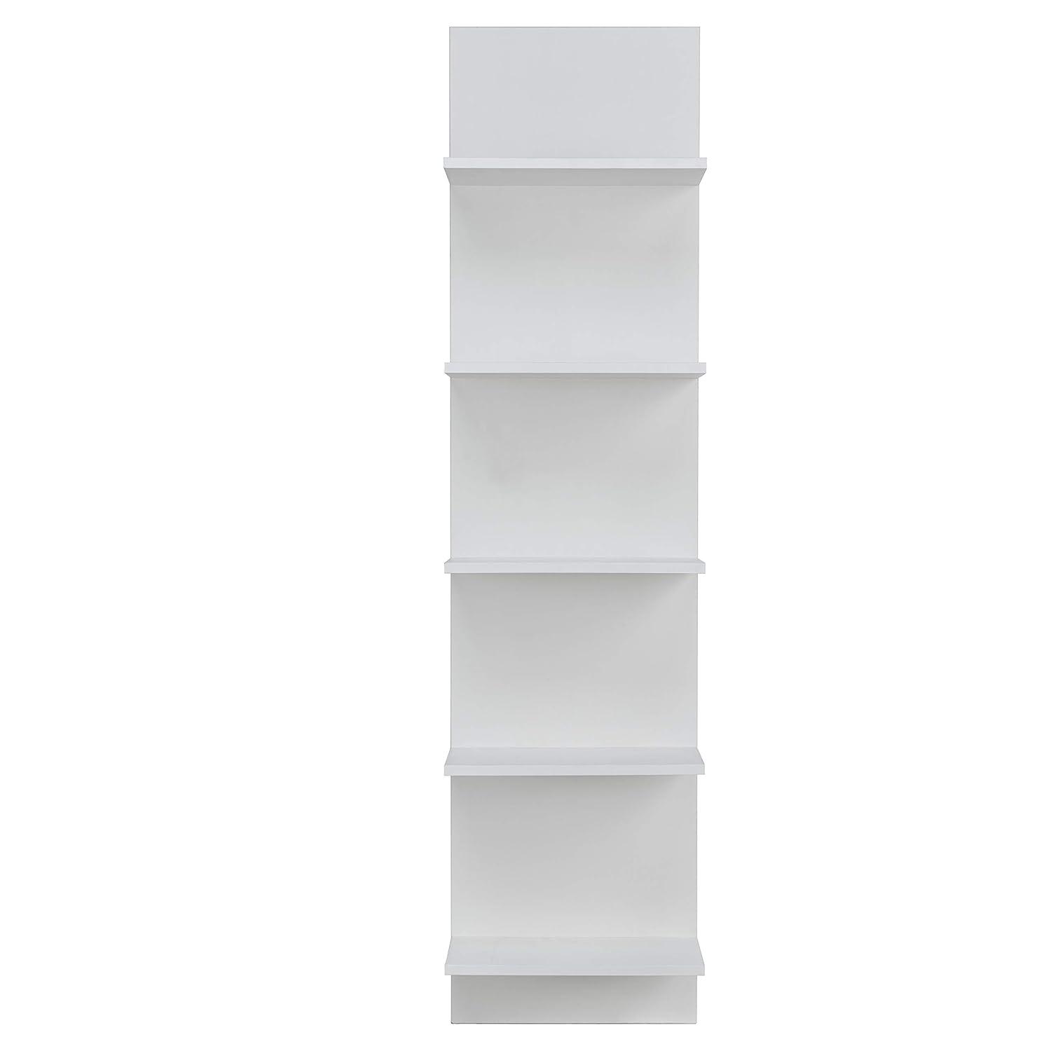 Danya B. 47" x 11.7" Wide Vertical Column Wall Shelf White: Laminated MDF, 5-Tier Storage, Includes Mounting Hardware
