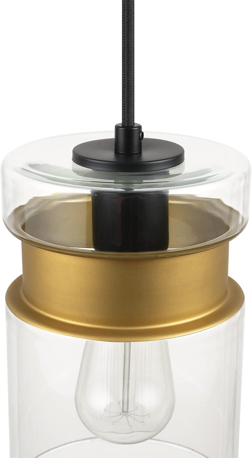 Globe Electric Dionne 1-Light Matte Black Pendant with Brass Accents and Clear Glass Shade, 61250