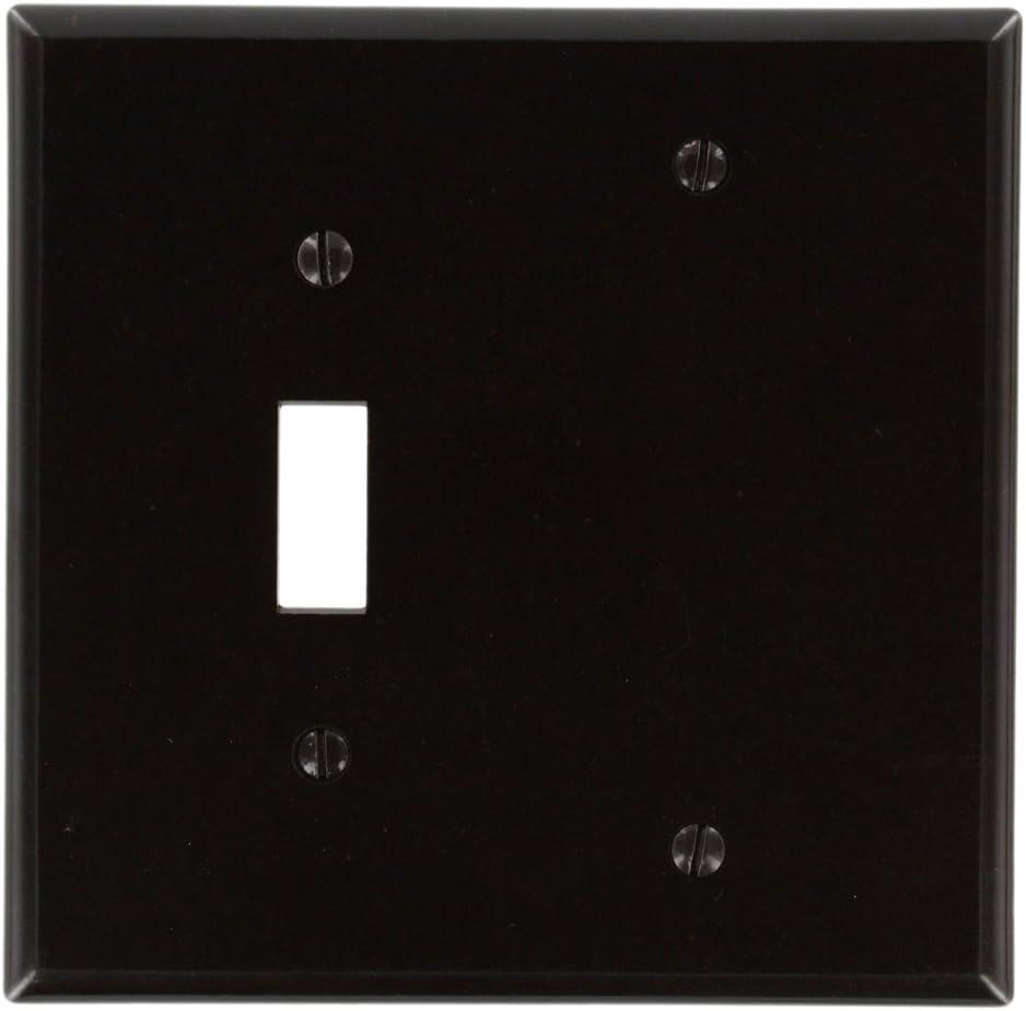 Leviton 80506 Wallplate 2-Gang 1-Toggle 1-Blank Midway Size Plastic - Brown