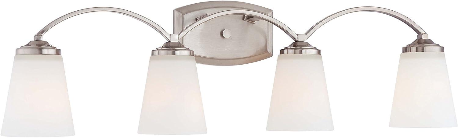 Tocador de Baño Overland Park de 4 Luces en Níquel Cepillado
