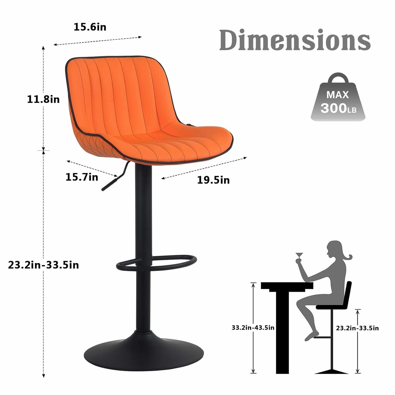 Zager Swivel Adjustable Height Bar Stools, Leather Upholstered Counter Stools, Modern Pub Stool