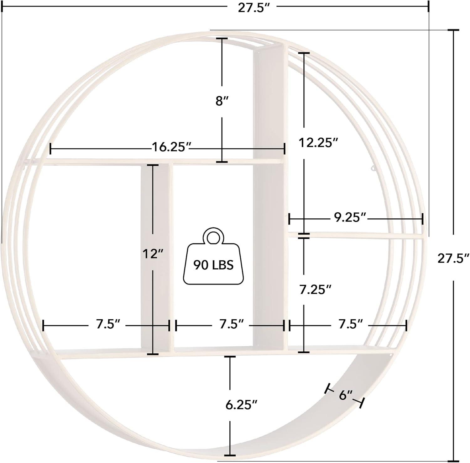 Elegant Gold Circular Metal Wall Shelf, 29.5" Modern Storage