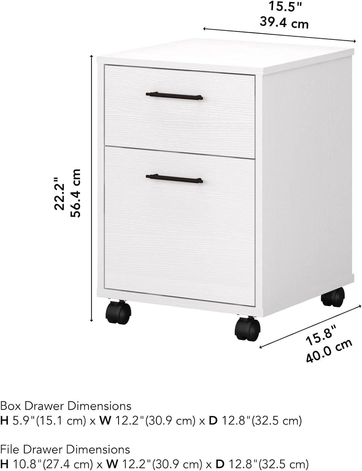 Bush Furniture Key West Mobile File Cabinet, 2 Drawer, Pure White Oak