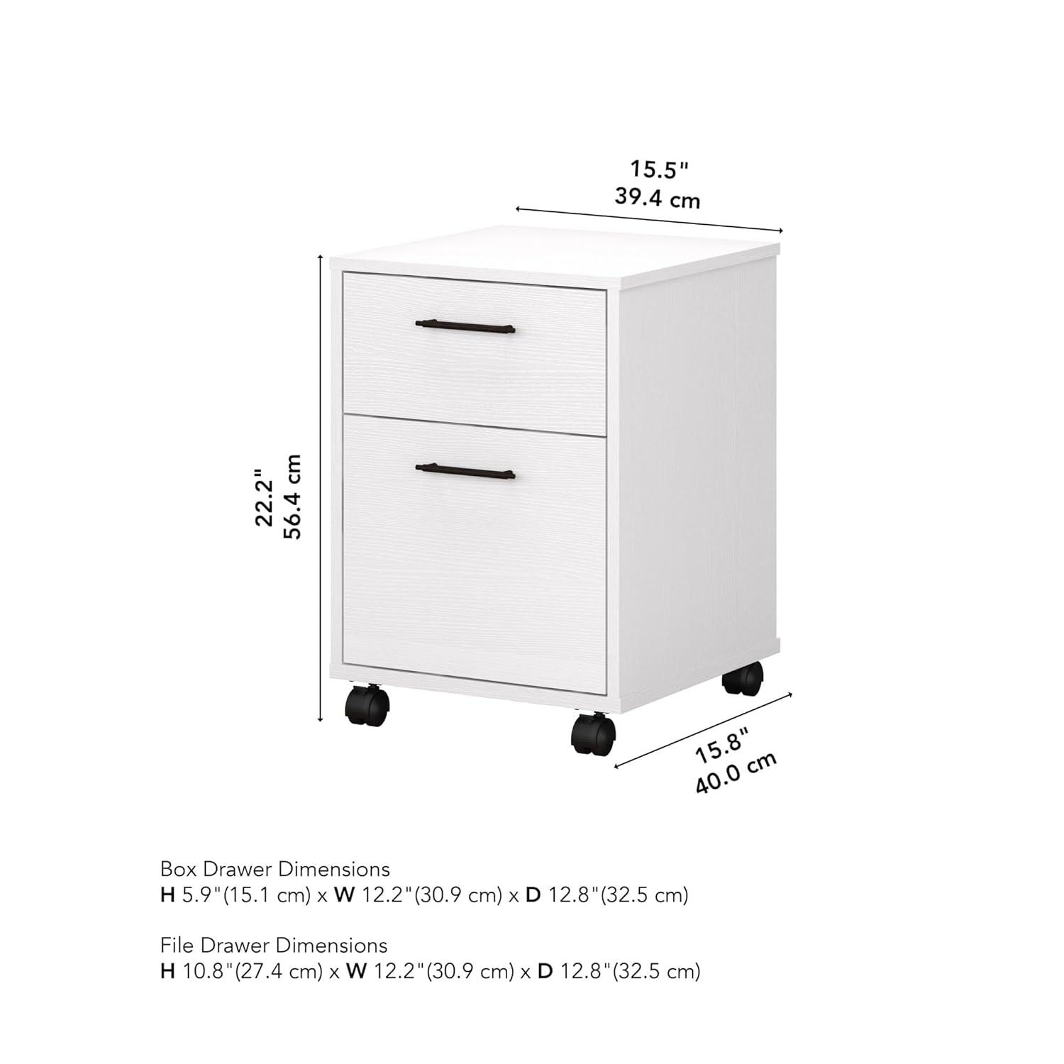 Bush Furniture Key West Mobile File Cabinet, 2 Drawer, Pure White Oak