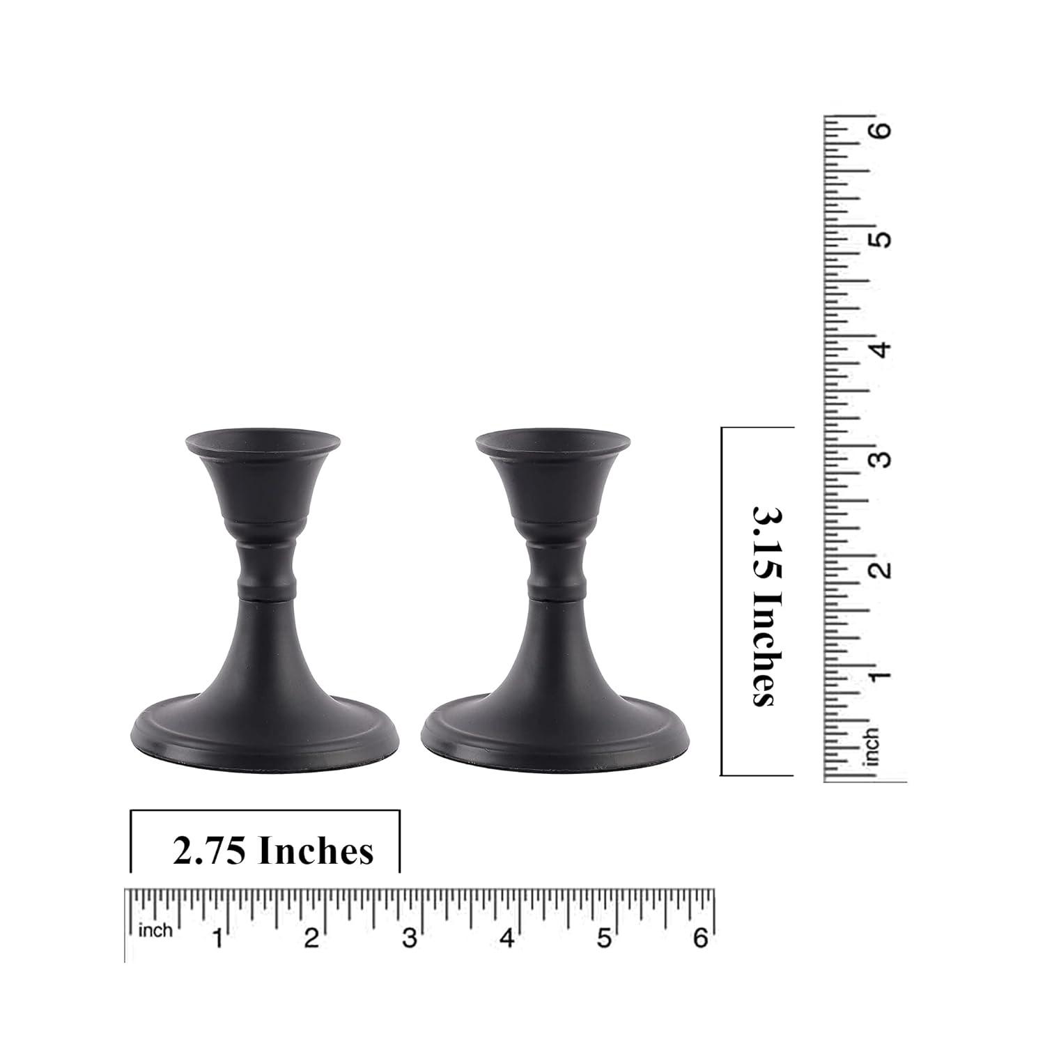 Black Metal Taper Candlestick Holders Set of 2