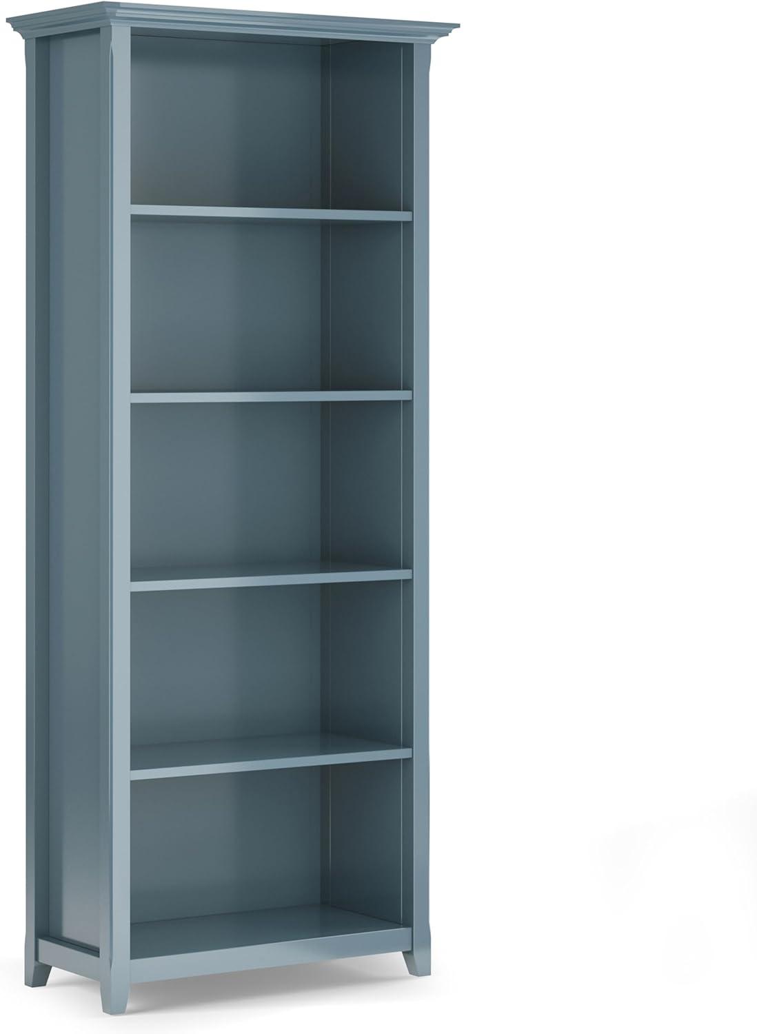 Simpli Home Amherst 30"W Solid Wood 5 Shelf Bookcase with Adjustable Shelves