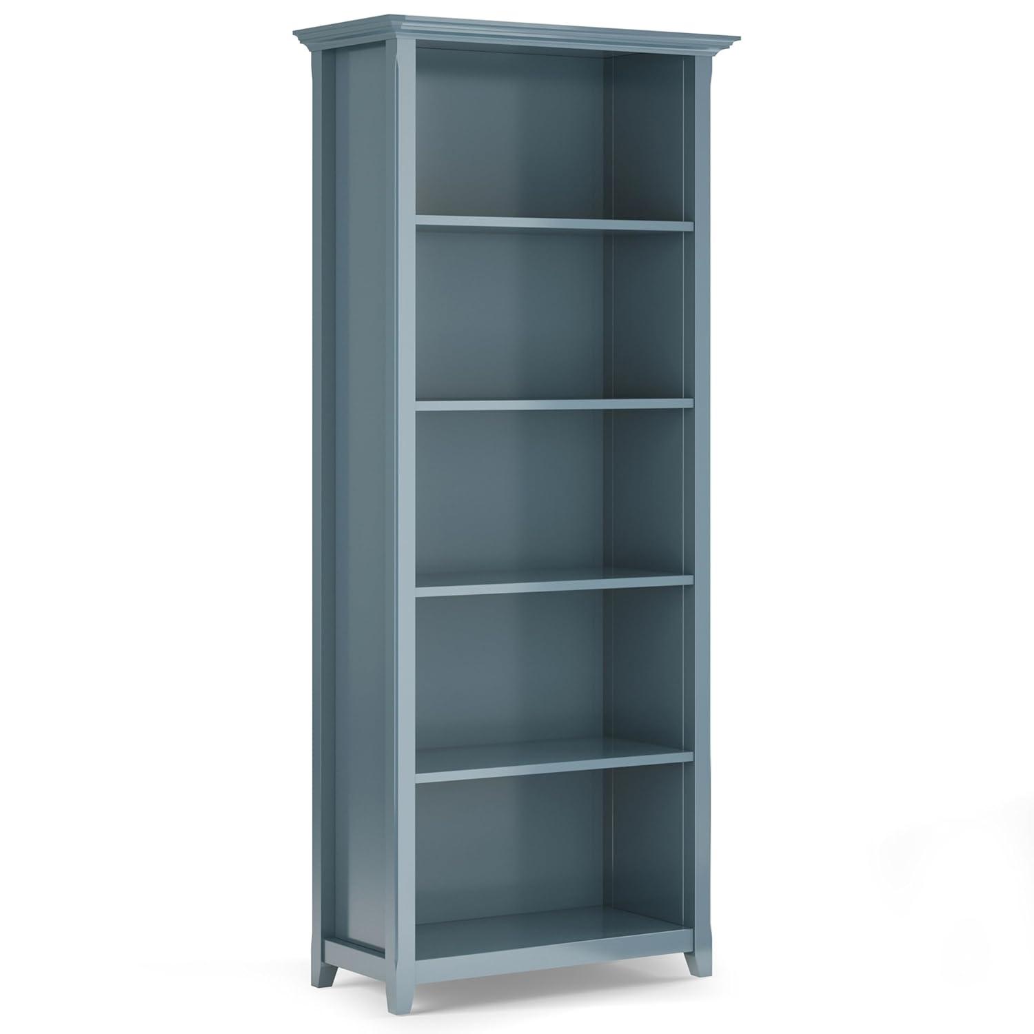 Simpli Home Amherst 30"W Solid Wood 5 Shelf Bookcase with Adjustable Shelves