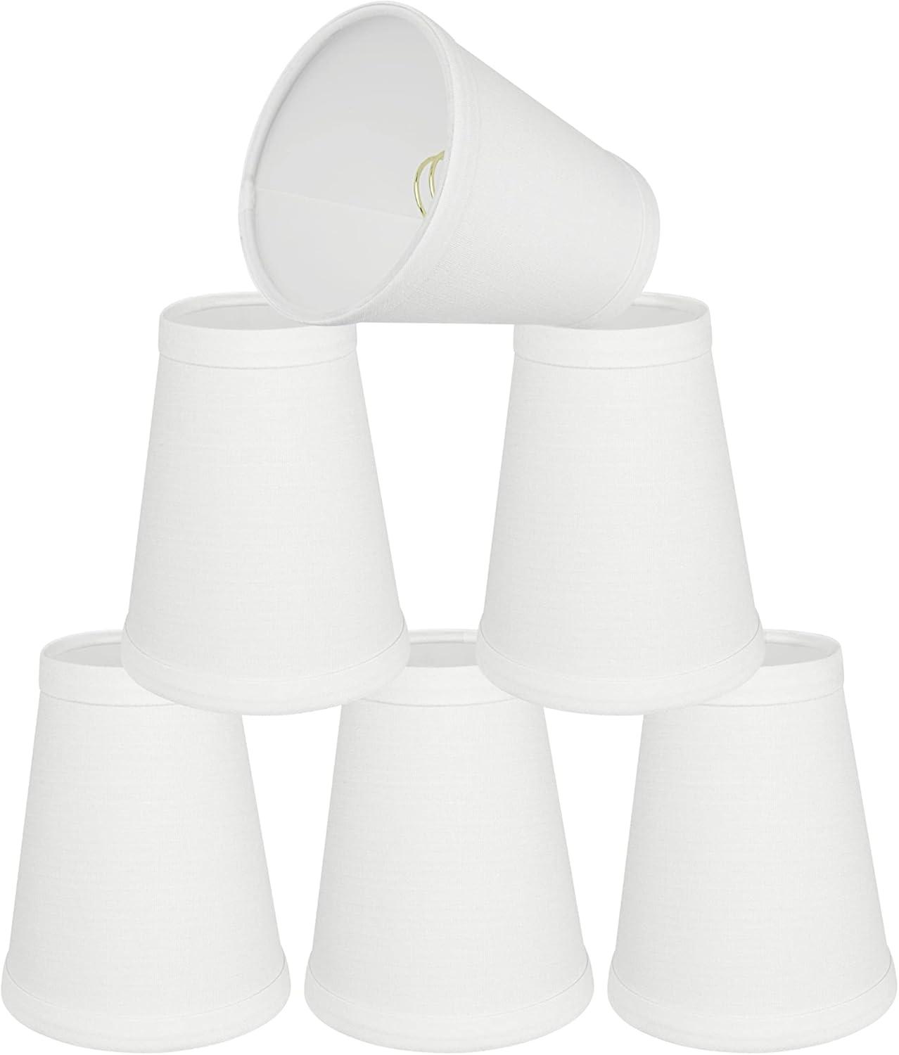 Aspen Creative 32080-5 Small Hardback Empire Shape Chandelier Clip-On Lamp Shade Set (5 Pack), Transitional Design in Off White, 4" bottom width (2.5" x 4" x 5")