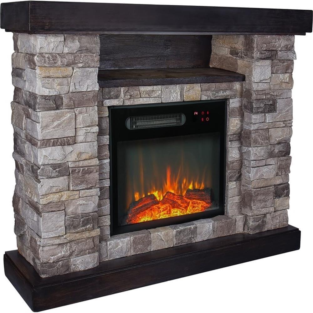 39" Freestanding Electric Fireplace Gray - Home Essentials