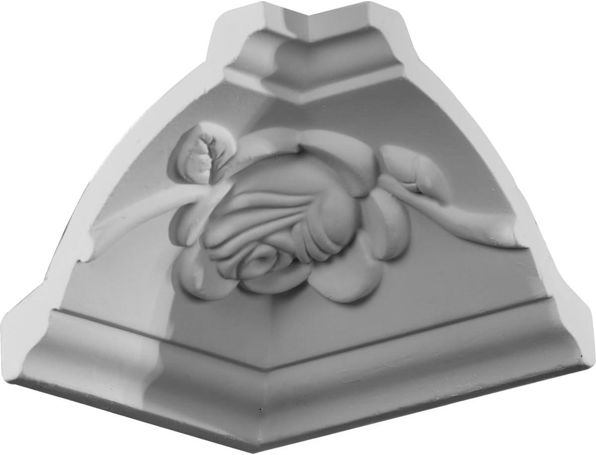 White Polyurethane Floral Crown Moulding Inside Corner