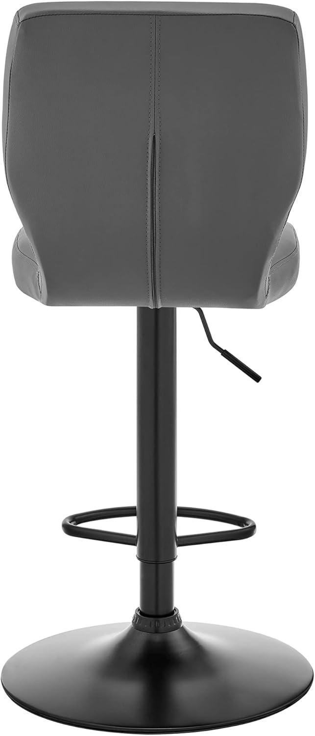 Contemporary Gray Leather Swivel Bar Stool with Adjustable Height