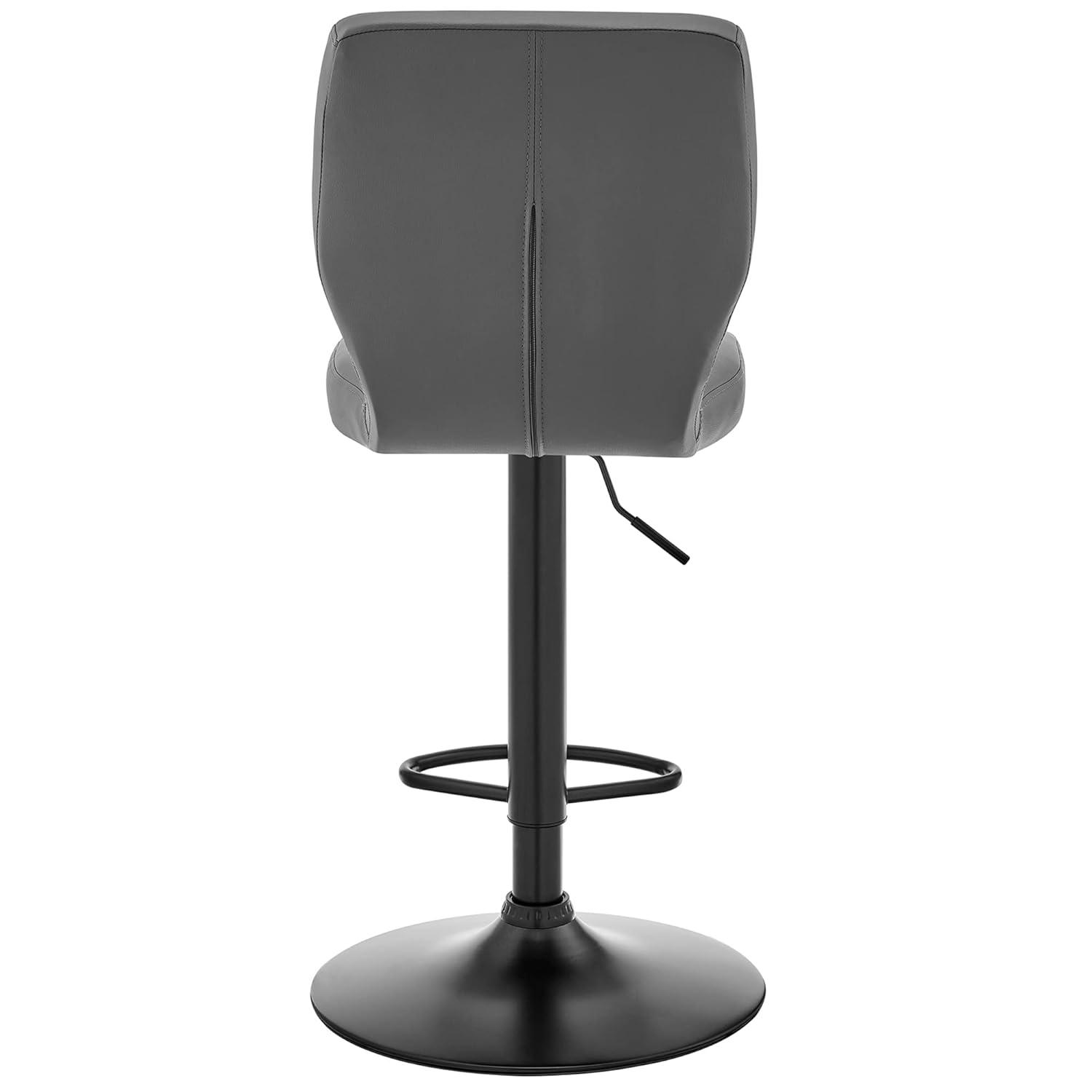 Contemporary Gray Leather Swivel Bar Stool with Adjustable Height