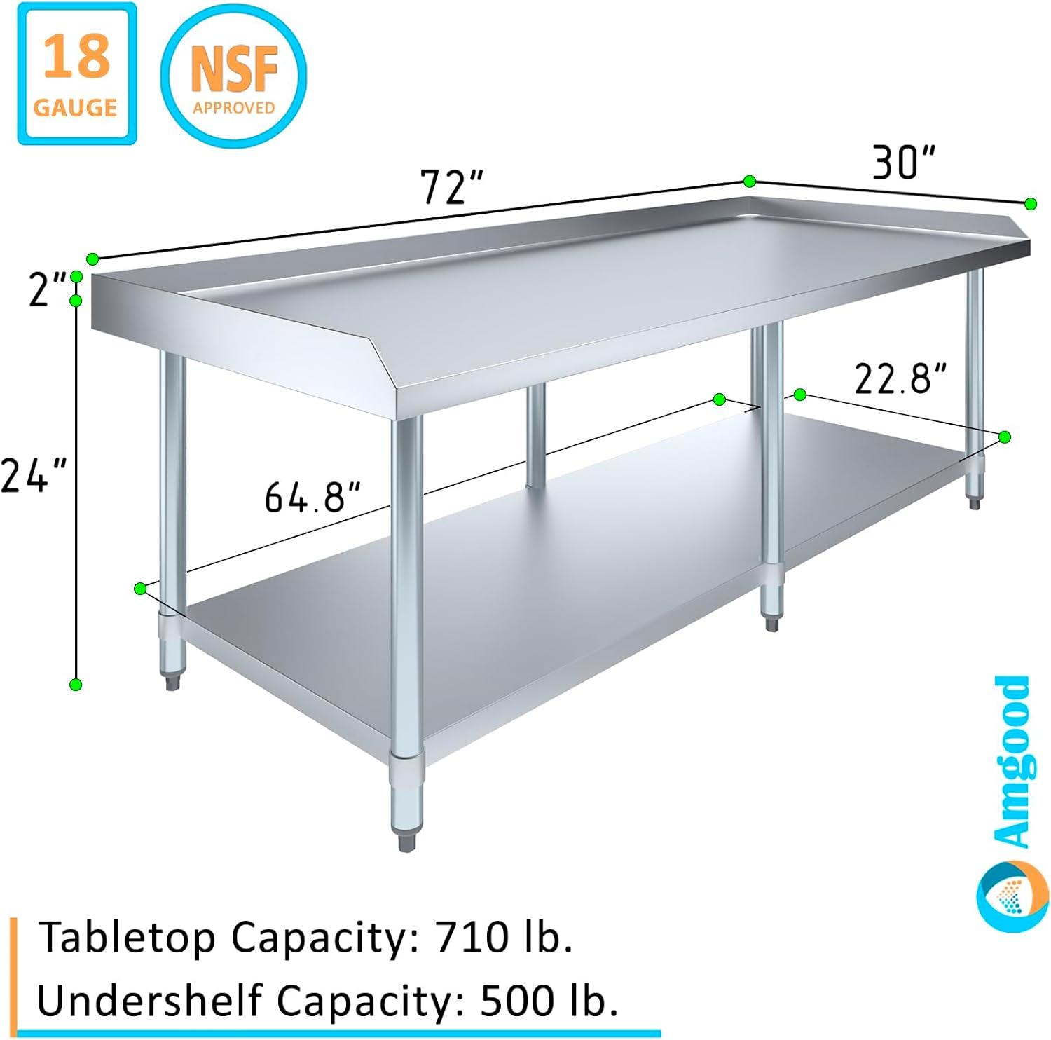 Stainless Steel Equipment Stand - Heavy Duty, Commercial Grade, with Undershelf, NSF Certified