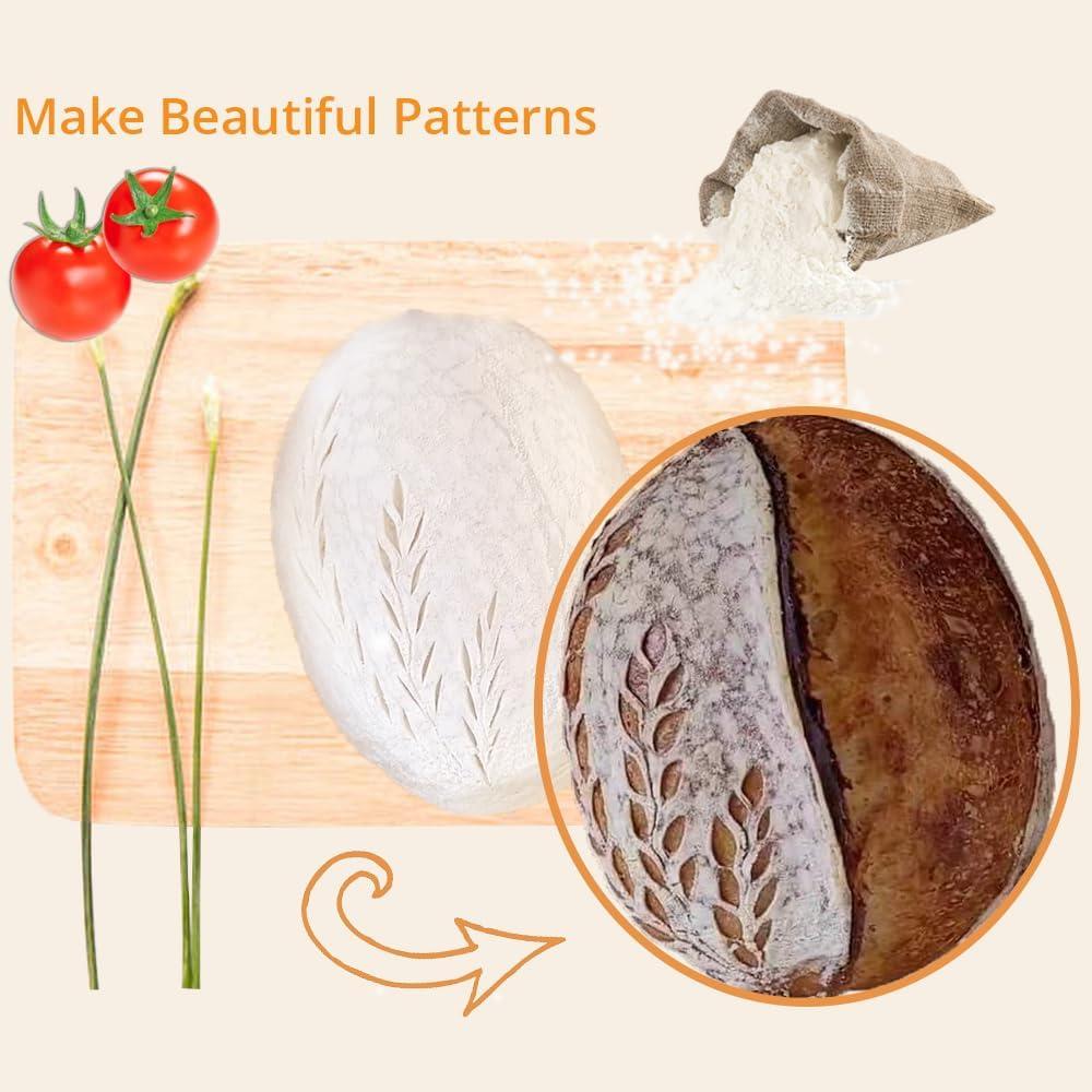 Bread Banneton Proofing Basket Set Of 2, 9 Inch Round & 10 Oval Cane Sourdough Baskets With Lame + Dough Scraper Linen Liner Basting Brush For Making Baking Fermentation
