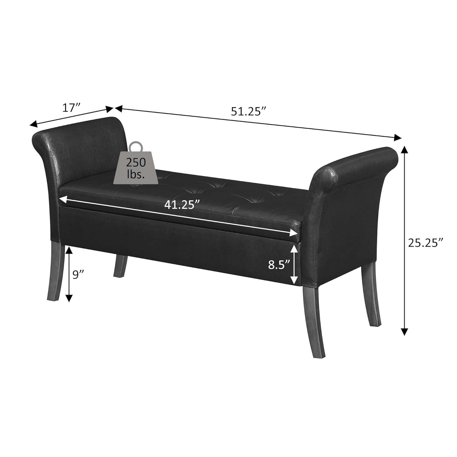 Convenience Concepts Designs4Comfort Garbo Storage Bench Ottoman, Soft Gray Fabric